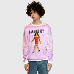 Свитшот мужской Lana Del Rey - оранжевое платье, цвет: 3D-белый — фото 2