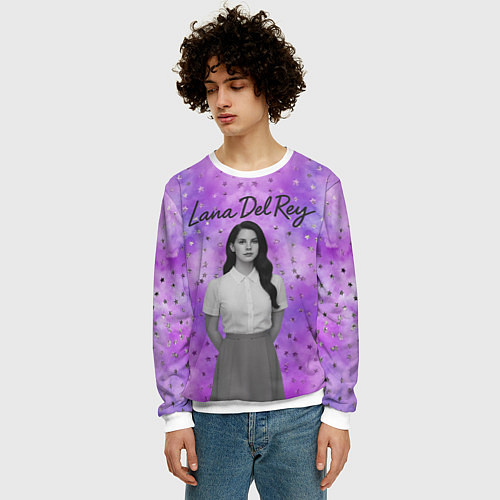Мужской свитшот Lana Del Rey в черно-белом / 3D-Белый – фото 3