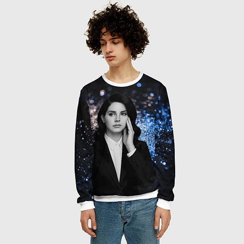 Мужской свитшот Lana Del Rey в костюме / 3D-Белый – фото 3