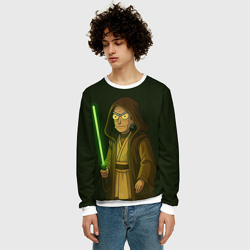 Мужской свитшот Рик - магистр-джедай / 3D-Белый – фото 3