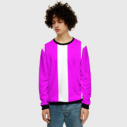 Свитшот мужской Color white pink line, цвет: 3D-черный — фото 2