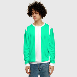 Свитшот мужской Color turquoise white line, цвет: 3D-белый — фото 2