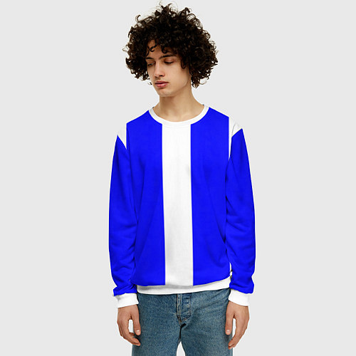 Мужской свитшот Color white blue line / 3D-Белый – фото 3