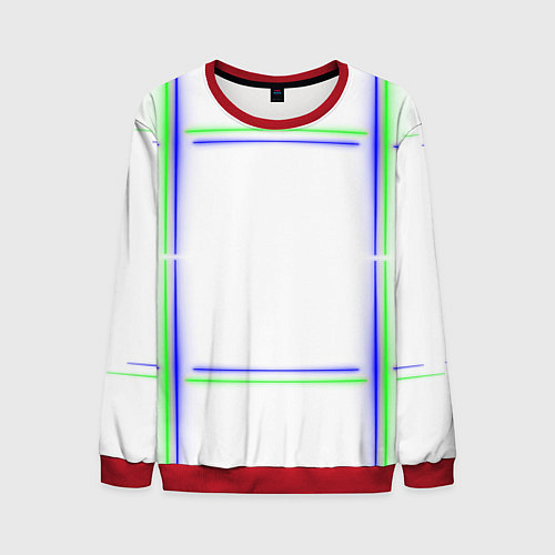 Мужской свитшот Neon white green light blue / 3D-Красный – фото 1