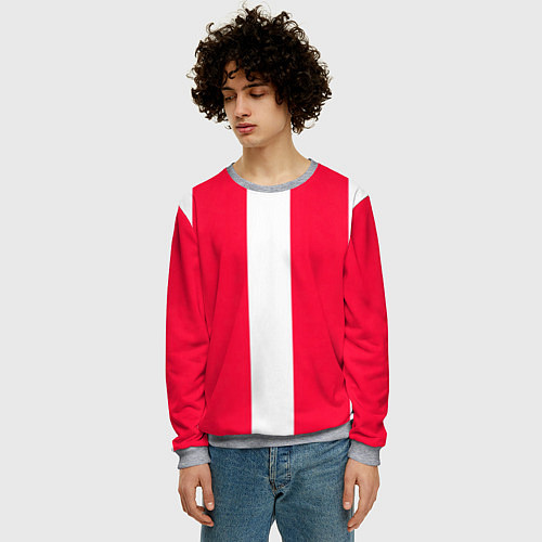Мужской свитшот Color red white line / 3D-Меланж – фото 3