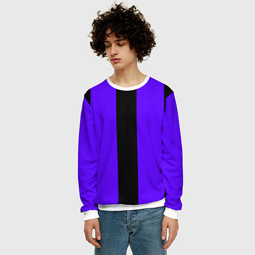 Мужской свитшот Color purple black stripes / 3D-Белый – фото 3