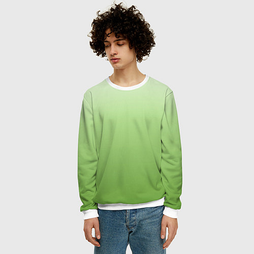 Мужской свитшот Градиент нежно-зеленый / 3D-Белый – фото 3