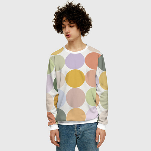 Мужской свитшот Цветочный горошек / 3D-Белый – фото 3