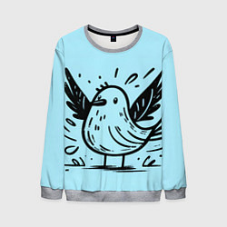 Свитшот мужской Чайка в стиле скетча, цвет: 3D-меланж