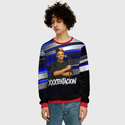 Свитшот мужской XXXTentacion с микрофоном довольный, цвет: 3D-красный — фото 2