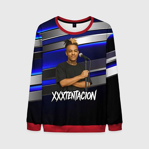 Мужской свитшот XXXTentacion с микрофоном довольный / 3D-Красный – фото 1