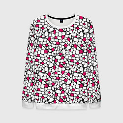 Мужской свитшот Мелкий красно белый мозаичный узор на черном