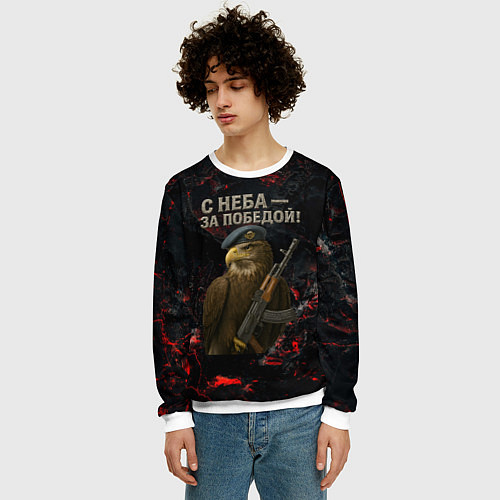 Мужской свитшот Орел ВДВ с неба за победой / 3D-Белый – фото 3