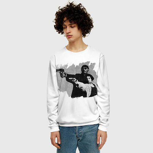 Мужской свитшот Леон рисунок / 3D-Белый – фото 3