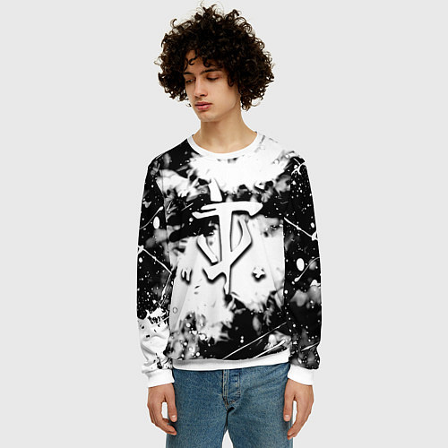 Мужской свитшот Doom краски всплеск белые / 3D-Белый – фото 3
