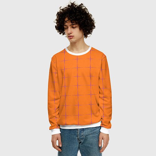 Мужской свитшот Color orange stripe / 3D-Белый – фото 3