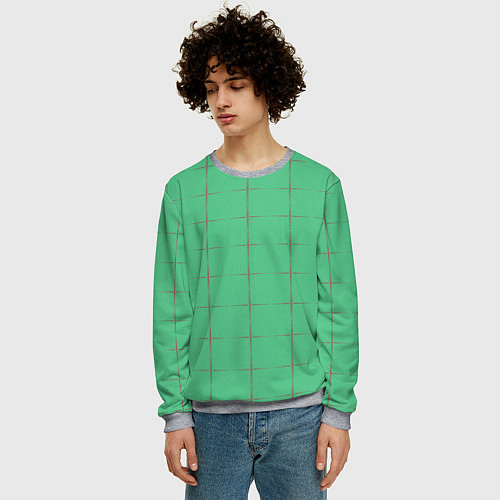 Мужской свитшот Color green stripes / 3D-Меланж – фото 3