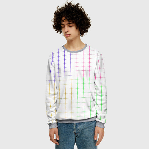 Мужской свитшот Color white multicolored stripes / 3D-Меланж – фото 3