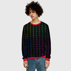 Свитшот мужской Color black multicolored stripes, цвет: 3D-красный — фото 2