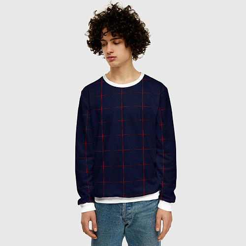 Мужской свитшот Color dark blue red crosses / 3D-Белый – фото 3