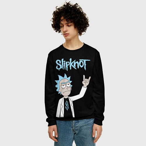 Мужской свитшот Slipknot и Рик Санчес из Рик и Морти / 3D-Черный – фото 3