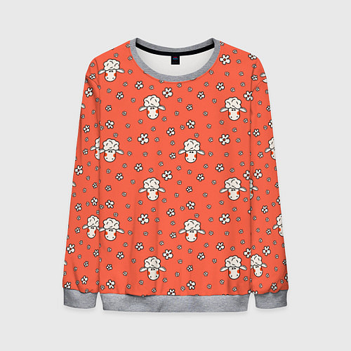 Мужской свитшот Овечки в цветочках / 3D-Меланж – фото 1