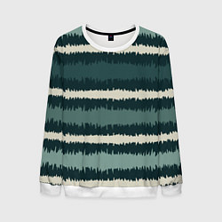 Свитшот мужской Полосы зигзагообразные зеленые, цвет: 3D-белый
