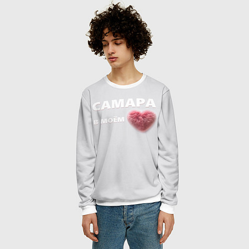 Мужской свитшот Самара в моем сердце / 3D-Белый – фото 3