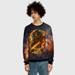 Свитшот мужской Герой аниме дракон с огненным мечем, цвет: 3D-черный — фото 2