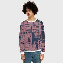 Свитшот мужской Текстура с потертостями сине-розовая, цвет: 3D-белый — фото 2