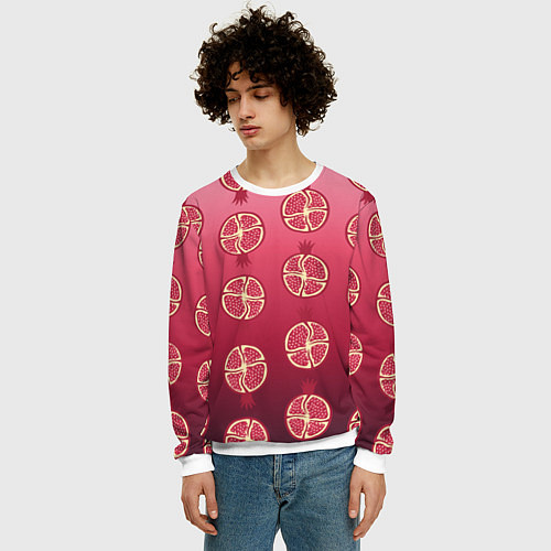 Мужской свитшот Сочные гранаты / 3D-Белый – фото 3