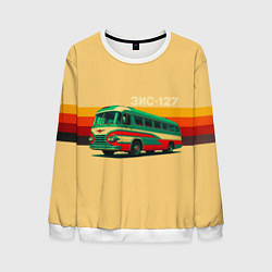 Свитшот мужской Ретро автобус ЗИС-127 поп-арт, цвет: 3D-белый