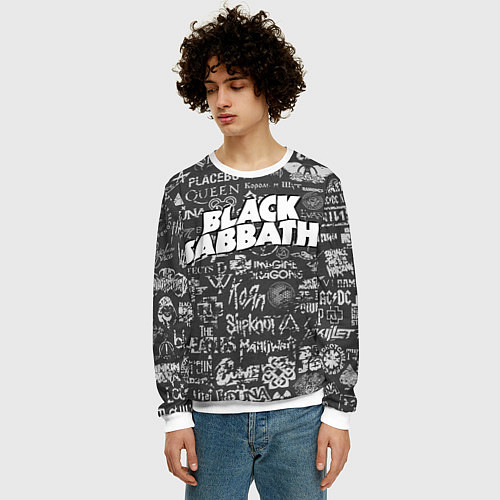 Мужской свитшот Black Sabbath pattern / 3D-Белый – фото 3