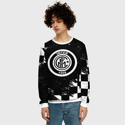 Мужской свитшот Inter клетка краски / 3D-Белый – фото 3