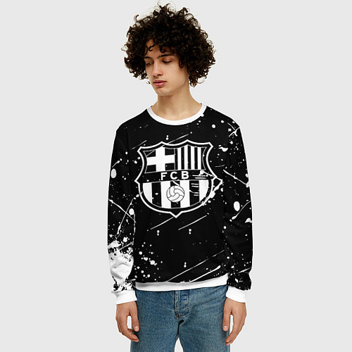 Мужской свитшот Barcelona краски белые / 3D-Белый – фото 3