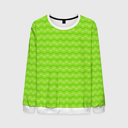 Свитшот мужской Зеленый неоновый узор арт деко, цвет: 3D-белый