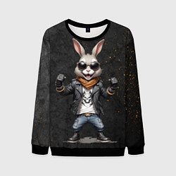Свитшот мужской Заяц рокер, цвет: 3D-черный