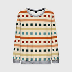 Мужской свитшот Пиксели и полосы орнамент осенний рябиновый