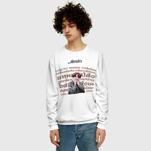 Мужской свитшот Чимин - BTS / 3D-Белый – фото 3