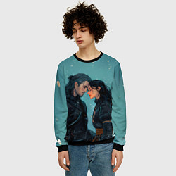 Свитшот мужской Йеннифэр и Геральт под снегом, цвет: 3D-черный — фото 2