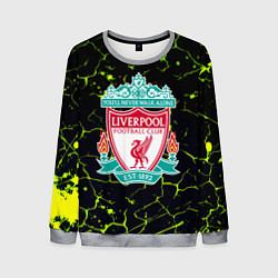 Свитшот мужской Ливерпуль зеленые трещины, цвет: 3D-меланж