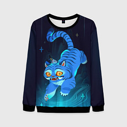 Свитшот мужской Blue tiger and a six eyed magpie, цвет: 3D-черный