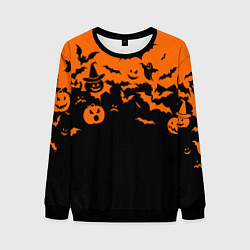 Свитшот мужской Хэллоуин тыквы и призраки, цвет: 3D-черный