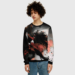 Свитшот мужской Тёмные краски абстракция красно-чёрный, цвет: 3D-черный — фото 2