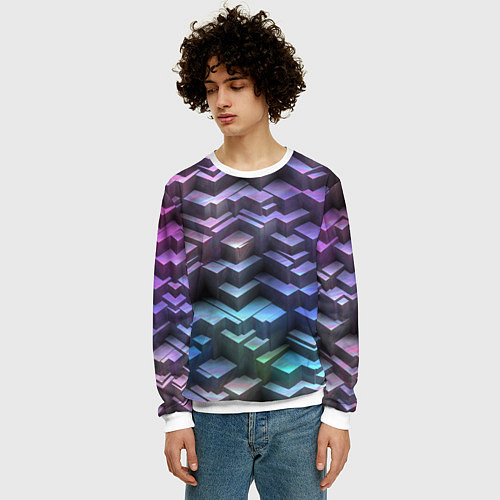 Мужской свитшот Неоновый рельеф / 3D-Белый – фото 3