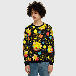 Свитшот мужской Хохлома узор, цвет: 3D-черный — фото 2