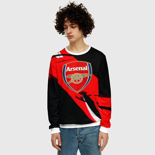 Мужской свитшот Арсенал геометрия полосы краски / 3D-Белый – фото 3