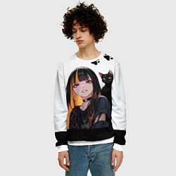 Свитшот мужской Девушка и кот, цвет: 3D-белый — фото 2