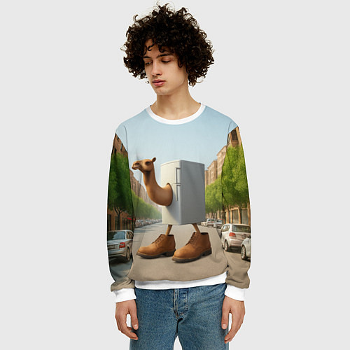 Мужской свитшот Фриго Камело мем / 3D-Белый – фото 3