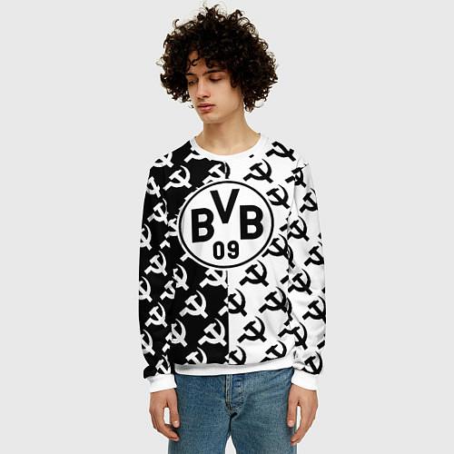 Мужской свитшот Borussia паттерн ссср / 3D-Белый – фото 3